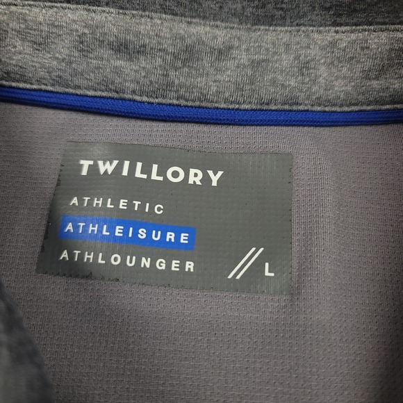 TWILLORY Men Charcoal Gray Athleisure  Polo Shirt Size L Casual Lux Golf - Picture 2 of 10